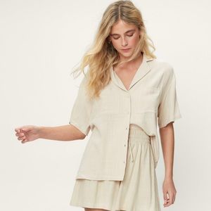 Nasty Gal Linen Short Sleeve Resort Shirt
